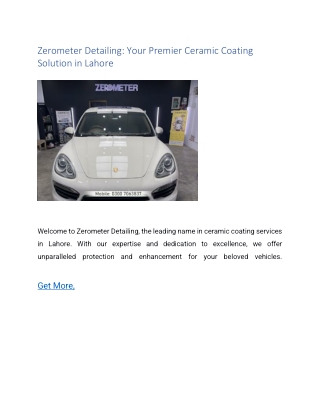 Zerometer Detailing Your Premier Ceramic Coating Solution in Lahore