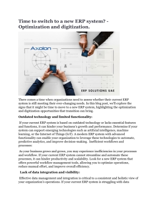 Time to switch to a new ERP system - Optimization and digitization.