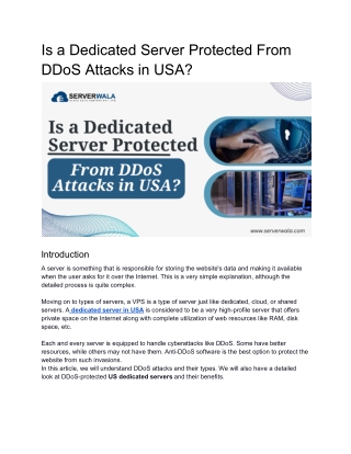 Is a Dedicated Server Protected from DDoS Attacks in USA?
