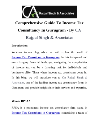 Income Tax Consultant in Gurugram Call-9870270647