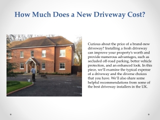 How Much Does a New Driveway Cost