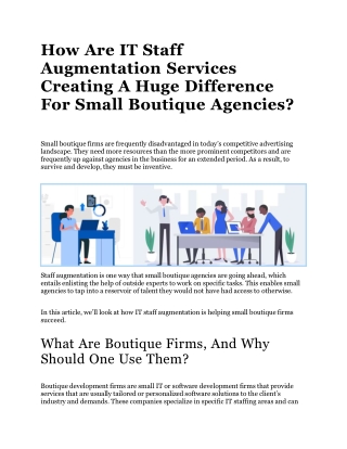 How Are IT Staff Augmentation Services Creating A Huge Difference For Small Boutique Agencies