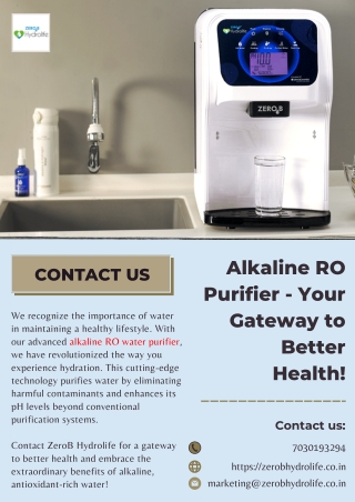 Alkaline RO Purifier - Your Gateway to Better Health!
