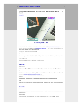 Coding Classes | Programming Languages | HTML, CSS | Digilearn Classes Meerut