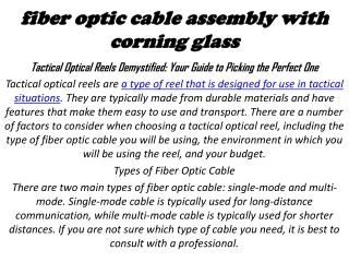 fiber optic cable assembly with corning glass