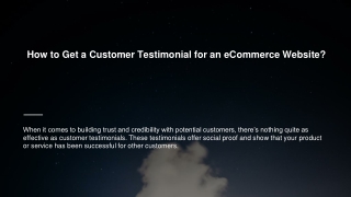 How to Get a Customer Testimonial for an eCommerce Website?