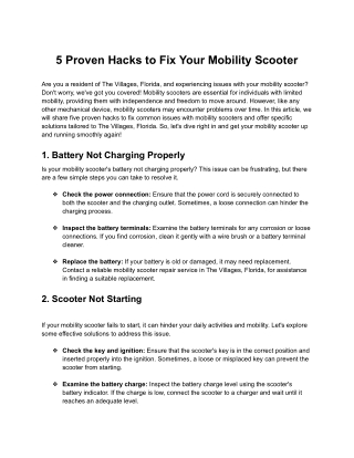 5 Proven Hacks to Fix Your Mobility Scooter