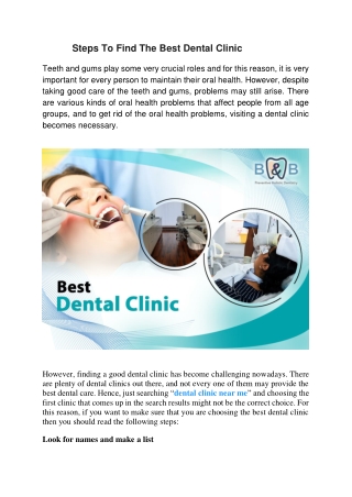 Steps To Find The Best Dental Clinic