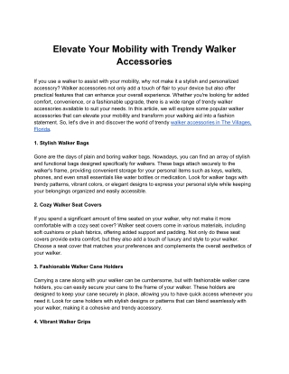 Elevate Your Mobility with Trendy Walker Accessories