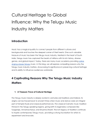 Cultural Heritage to Global Influence_ Why the Telugu Music Industry Matters