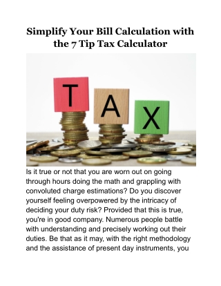 Simplify Your Bill Calculation with the 7 Tip Tax Calculator