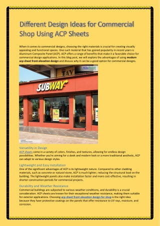 Different Design Ideas for Commercial Shop Using ACP Sheets