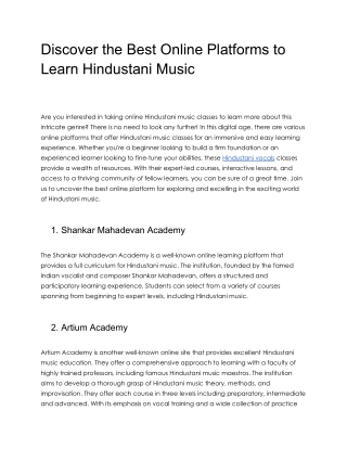 Discover the Best Online Platforms to Learn Hindustani Music