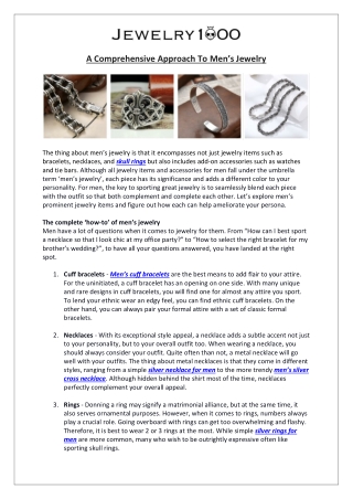 A Comprehensive Approach To Men’s Jewelry