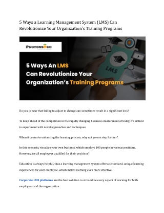 5 Ways a Learning Management System (LMS) Can Revolutionize Your Organization's Training Programs