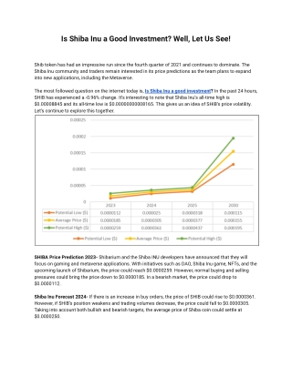 Is Shiba Inu a Good Investment? Exploring the Potential of SHIB