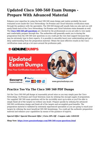 Necessary 500-560 PDF Dumps for Best Scores