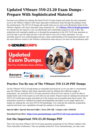 5V0-23.20 PDF Dumps For Greatest Exam Achievement