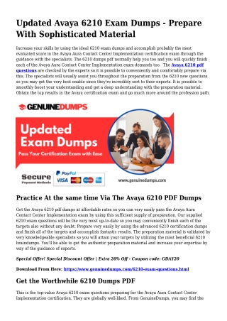 6210 PDF Dumps To Quicken Your Avaya Trip