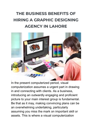 THE BUSINESS BENEFITS OF HIRING A GRAPHIC DESIGNING AGENCY IN LAHORE