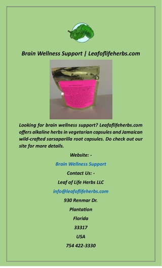 Brain Wellness Support  Leafoflifeherbs