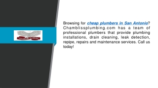 Cheap Plumbers In San Antonio  Chamblissplumbing.com