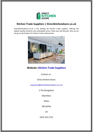 Kitchen Trade Suppliers Directkitchendoors.co.uk