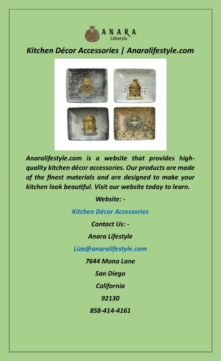 Kitchen Décor Accessories  Anaralifestyle