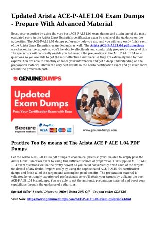 ACE-P-ALE1.04 PDF Dumps - Arista Certification Produced Quick