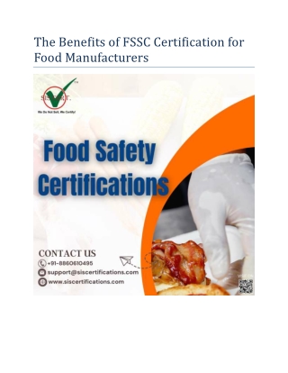 The Benefits of FSSC Certification for Food Manufacturers