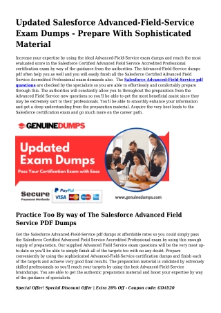 Advanced-Field-Service PDF Dumps The Quintessential Source For Preparation