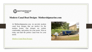 Modern Canal Boat Designs  Mothershipmarine.com