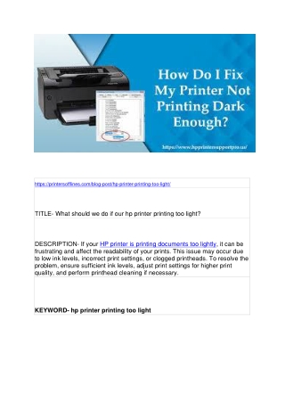 What should we do if our hp printer printing too light?