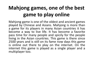 Mahjong games, one of the best game to play online