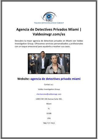 Agencia de Detectives Privados Miami Valdesinvgr.comes