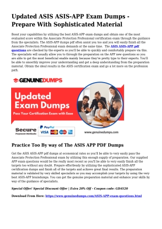 ASIS-APP PDF Dumps The Best Source For Preparation