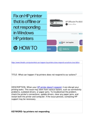 What can happen if hp printers does not respond to our actions?