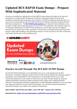 BAP18 PDF Dumps To Quicken Your BCS Quest