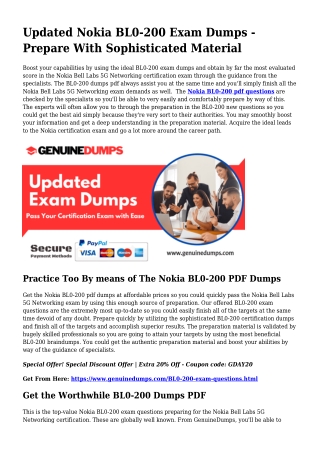 BL0-200 PDF Dumps - Nokia Certification Created Quick