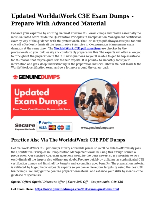 C3E PDF Dumps - WorldatWork Certification Created Uncomplicated