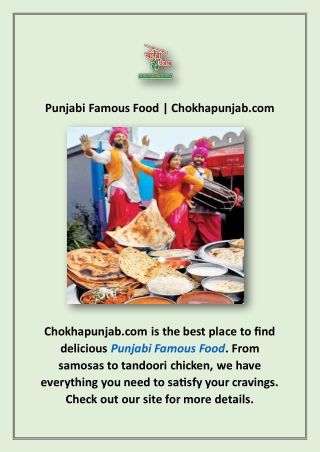 Punjabi Famous Food | Chokhapunjab.com