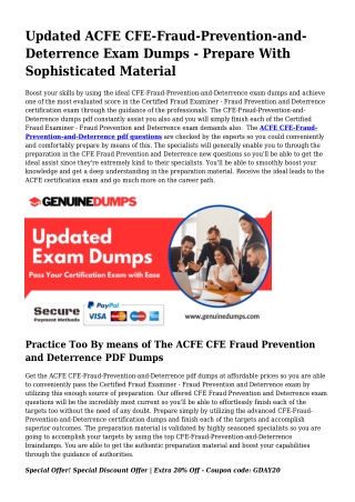 CFE-Fraud-Prevention-and-Deterrence PDF Dumps For Most effective Exam Good resul