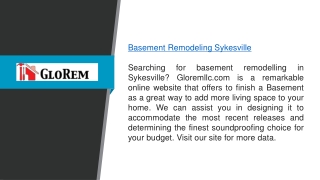 Basement Remodeling Sykesville Gloremllc.com