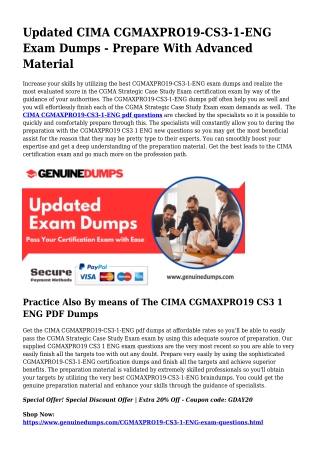 CGMAXPRO19-CS3-1-ENG PDF Dumps The Quintessential Supply For Preparation