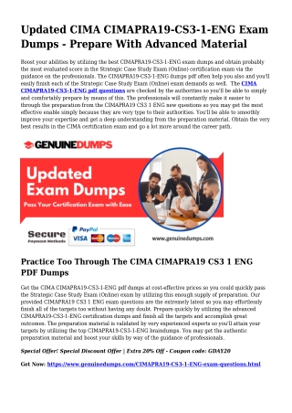 CIMAPRA19-CS3-1-ENG PDF Dumps The Final Supply For Preparation