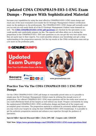 CIMAPRA19-E03-1-ENG PDF Dumps For Ideal Exam Achievement