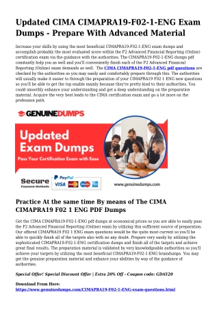 Important CIMAPRA19-F02-1-ENG PDF Dumps for Top rated Scores