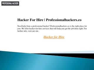 Hacker For Hire  Professionalhackers.co