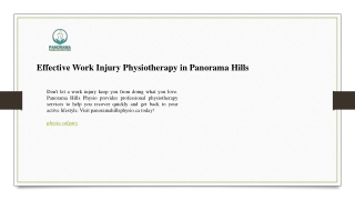 Effective Work Injury Physiotherapy in Panorama Hills