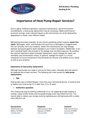 Importance of Heat Pump Repair Services?